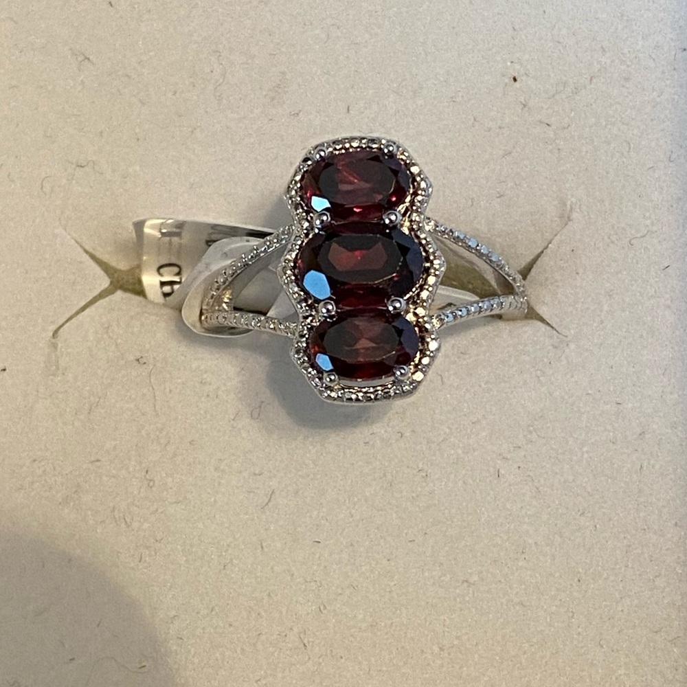 NWT RED ZIRCON STERLING RING - Picture 6 of 12